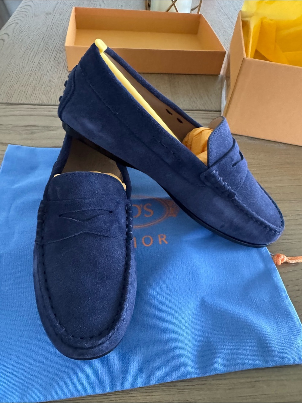 Kids Navy Suede Penny Loafers - Tod’s size 34